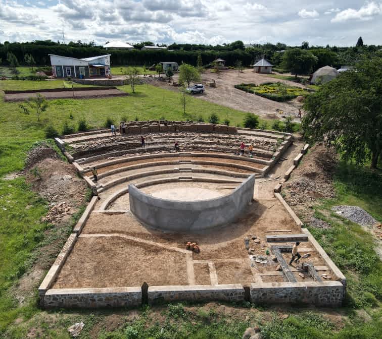 Uruhu Land Amphitheater construction in progress.